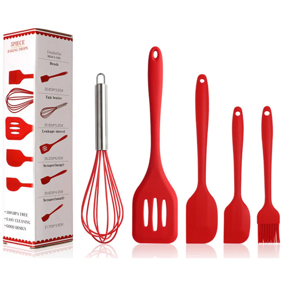 Kit de 5 Utensílios de Cozinha - Cores Sortidas - Design Resistente e Moderno